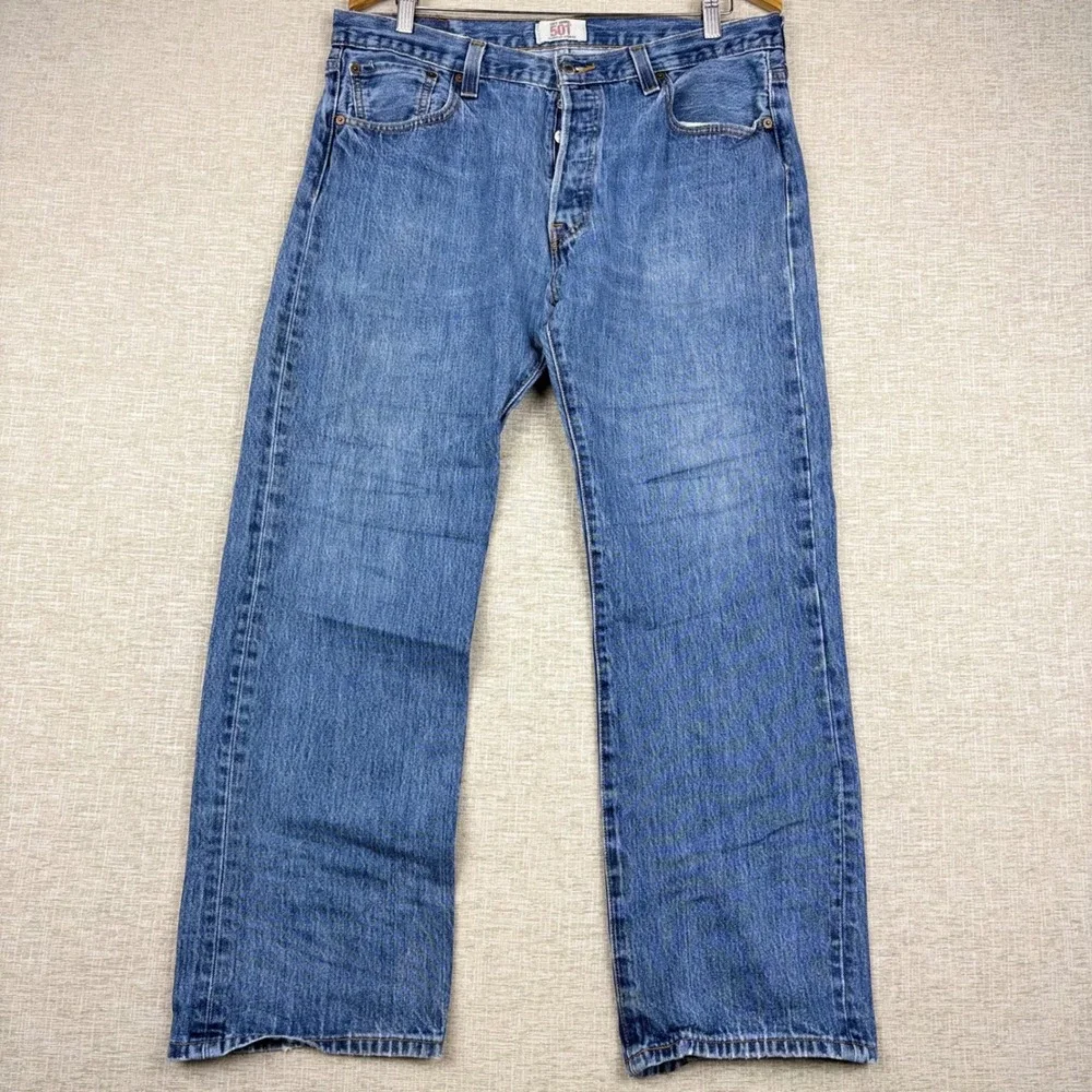 Vintage Levis 501 Mens 36x30 Original Fit Jeans Thigh Faded Denim